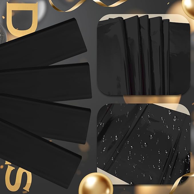4pcs Black Foil Tablecloth 54 * 72inch Birthday Graduation Halloween Party Table Cloths Plastic Waterproof Disposable Table Cover for Halloween Neon Anniversary Party Supplies