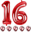 16th Birthday Balloons Red, 40 In Giant Digital Foil Number 1 and 6 Balloons with Confetti Balloons, Number 16 61 Balloons Self Inflating for Boys Girls Women Anniversary Party Decorations Supplies