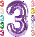 Numbers Balloon 3, 40 Inch Large Purple Balloon for Three Year Old Birthday Decor, 3 13 30 31 Birthday Party Decorations for Wedding Supplies