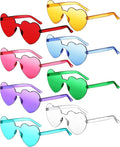 Frienda 8 Pairs Heart Shaped Sunglasses for Women Rimless Heart Glasses Candy Color Sunglasses for Party Favor