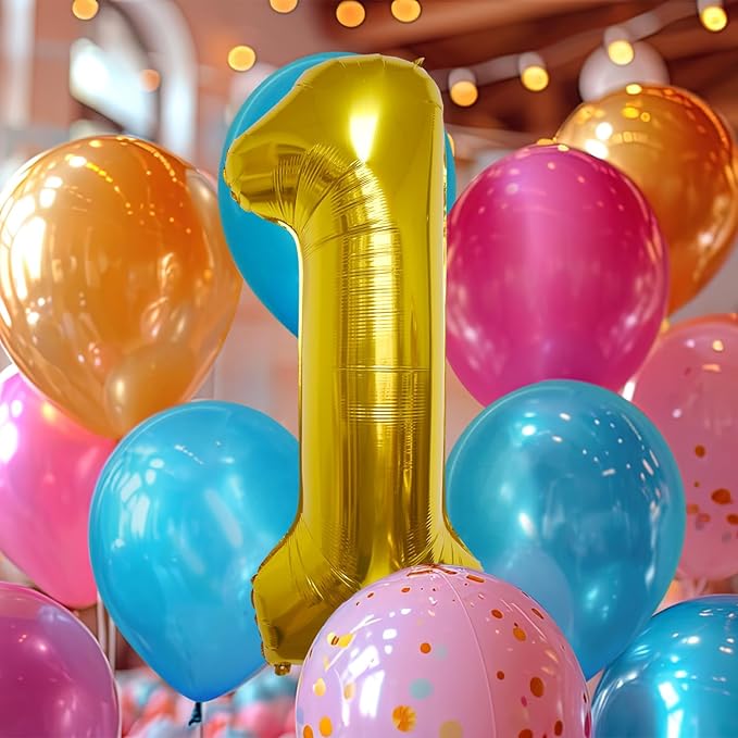 40 Inch Large Gold Number Celebration and Decoration Balloon for Birthday Parties, Graduations, Anniversaries, Weddings, Photo Shoots, Special Events - Helium Foil Mylar (Gold Number 1)