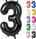 Black Number 3 Balloon 40 Inch, 3 Balloon Number, 3rd Birthday Decorations, Black Party Supplies for Boys Girls