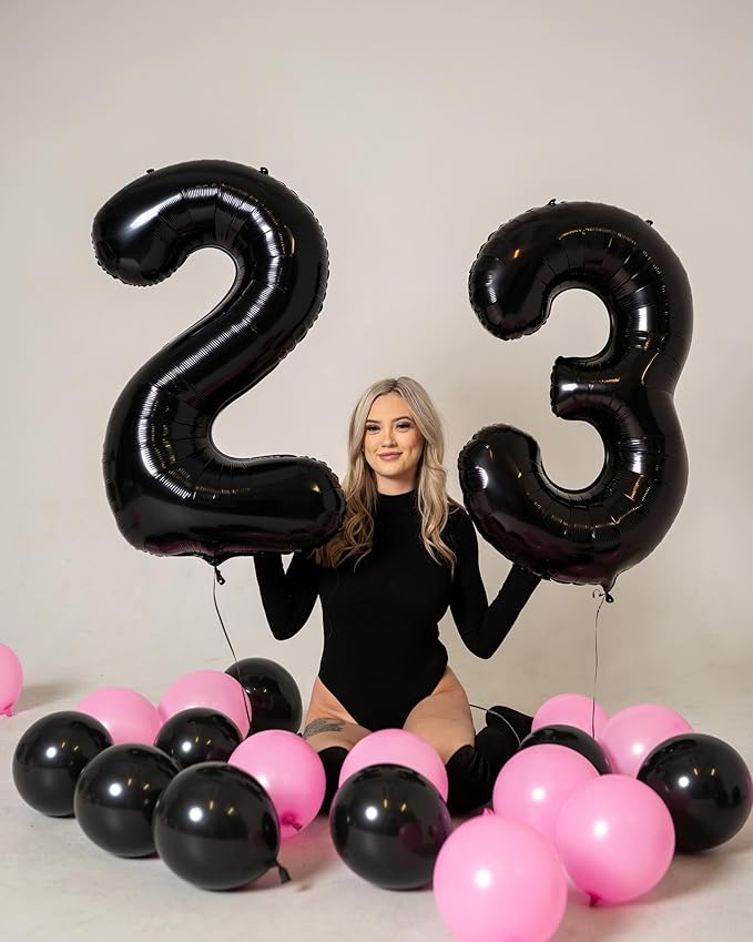 Black Number 100 Balloon 40 inch, 100 Number Balloons, 100th Black Birthday Decorations, 100 Year Old Women Men Party Supplies