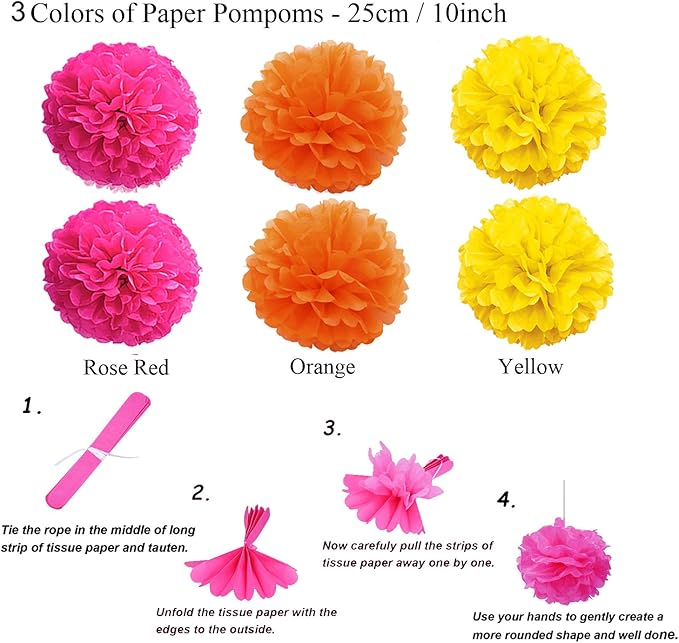 ZERODECO Birthday Decoration Set - Happy Birthday Banner, Bunting, 4 Paper Fans, 6 Paper Pom Poms, 10 Hanging Swirls, 20 Balloons - Multicoloured
