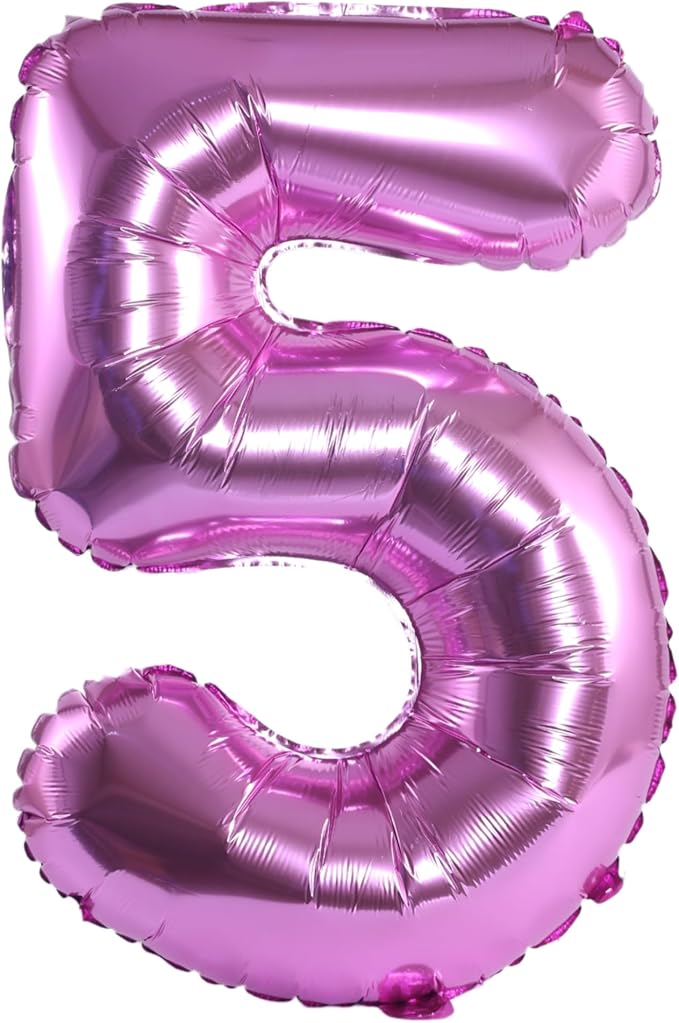 YPSelected 32 Inch Large Foil Helium Number Balloon Birthday Wedding Party 0-9 (Pink, 5)