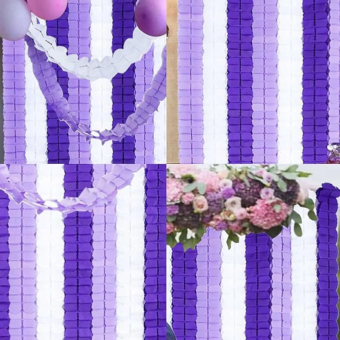 10PCS Four Leaf Clover Paper Flowers Garland Decorations Four Leaf Clover Paper Banner Tissue Paper Streamers Reusable Hanging Garland for Birthday Wedding Baby Shower Party Backdrop Decor(purple kit)