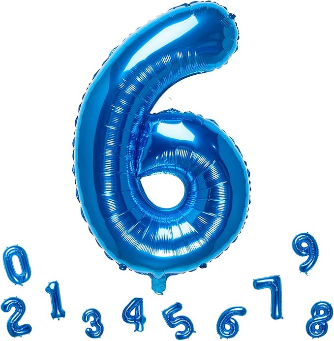 32 Inch Blue Number 6 Balloons Foil Ballon Digital Birthday Party Decoration Supplies (Blue Number 6 Balloon)