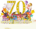 70 Years 0ld Firework Pop Up Happy Birthday Greeting Card, ideal love Gift for Adult and Kid with Blank Note & Envelope, Foldable Celebration for Daughter, Son, Mom, Dad, Friend, Children