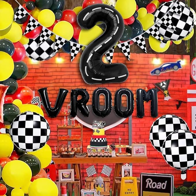 134pcs Balloons Race Car Birthday Party Supplies Decorations for Boys - Racing car Theme Party Supplies Happy Birthday Racecar Number Balloons Garland Kit Vroom Birthday Party Decorations