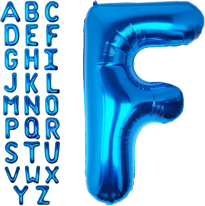 40Inch Blue Letter F Balloon Foil Helium Letter Balloons A-Z Giant Large Mylar Big Party Balloon for Birthday Party Decorations
