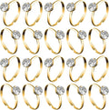 Whaline 36 Packs Diamond Engagement Rings Bridal Shower Rings for Wedding Table Decorations, Party Supply, Favor Accents, Cupcake Toppers