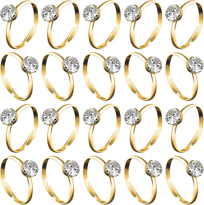 Whaline 36 Packs Diamond Engagement Rings Bridal Shower Rings for Wedding Table Decorations, Party Supply, Favor Accents, Cupcake Toppers