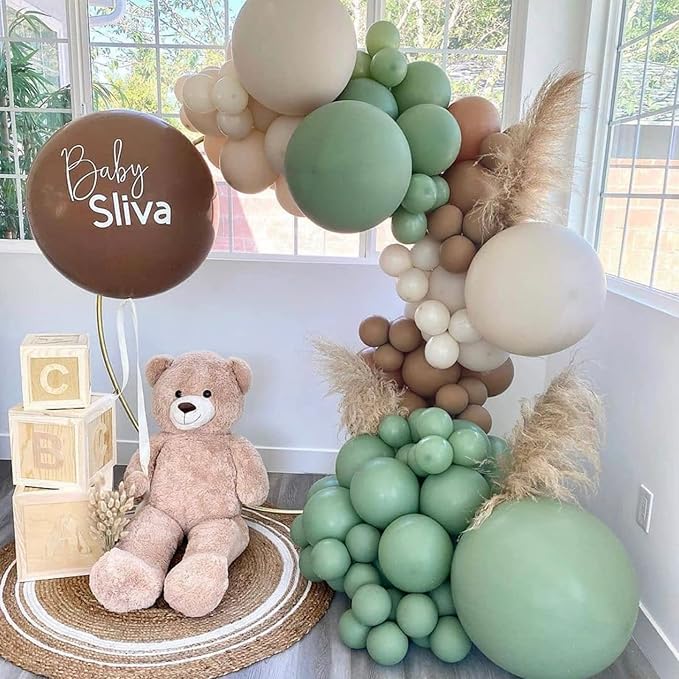 105pcs Sage Green Balloons 12inch Olive Green Balloons for Birthday Graduation Baby Shower Wedding Anniversary New Year Party Decorations