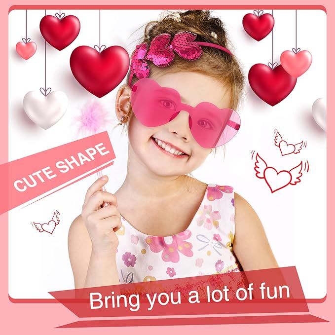 Flutesan 24 Pcs Valentines Day Heart Headbands and Sunglasses Set Red Love Photo Booth Props Women Valentine Party Decor