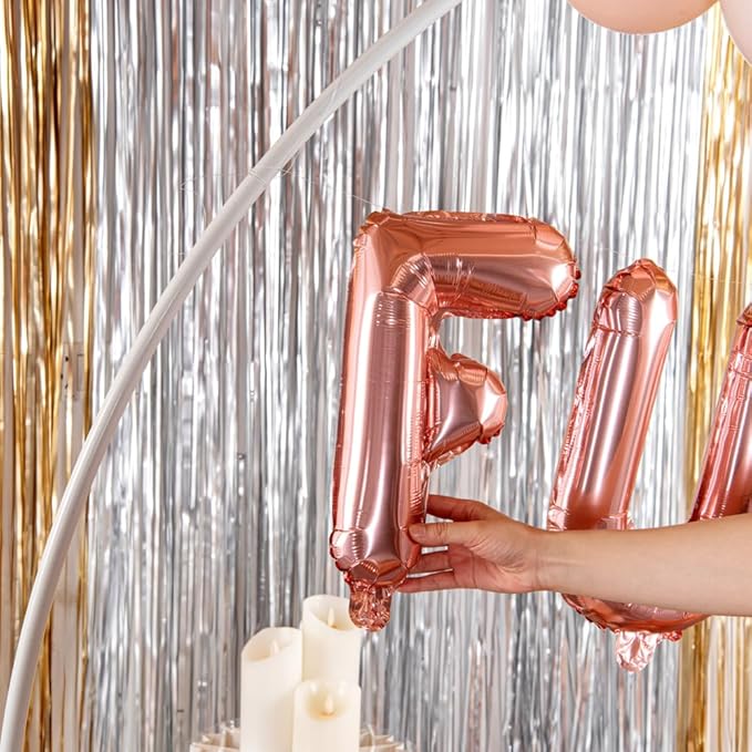 Restaurantware-Balloonify 16 Inch Letter Balloon, 1 Alphabet Party Balloon - Letter F, Self-Sealing, Rose Gold Foil Mylar Finish, Hanging Loop, Decoration For Birthday, Wedding, Or Graduation
