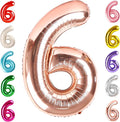 Number 6 Balloon 40 Inch, 6th Birthday Balloon for Boy Girl, Rose Gold 16 60 61 65 Numbers Balloons Birthday Party Wedding Events Decorations