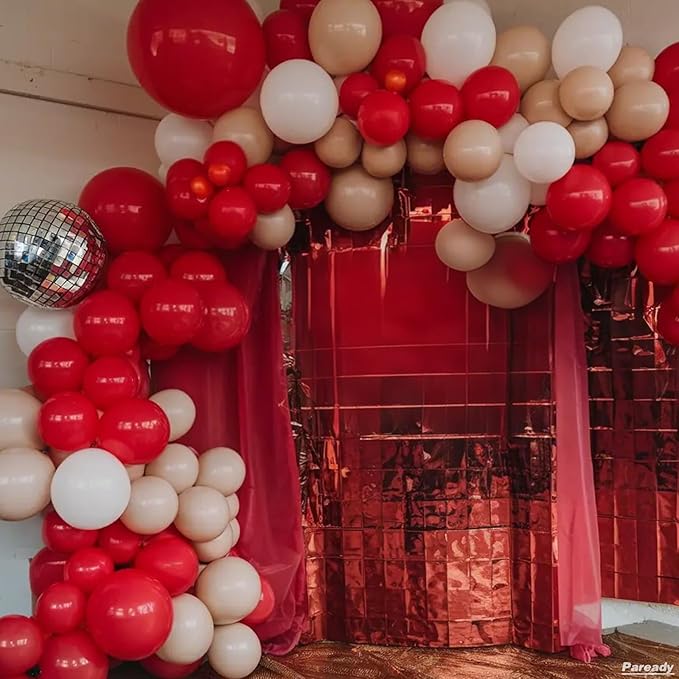 Red Balloon Garland Arch Kit, 120pcs Red White Balloon Arch Kit With 4d Foil Balloon Metallic Magenta Balloons For Mother Day Party Birthday Wedding Bridal Shower Anniversary Valentine's Day Decor
