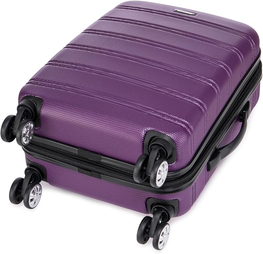 Rockland Melbourne Hardside 2 Piece Expandable Spinner Wheel Luggage Set, Carry-On 20" and Tote 14", Purple