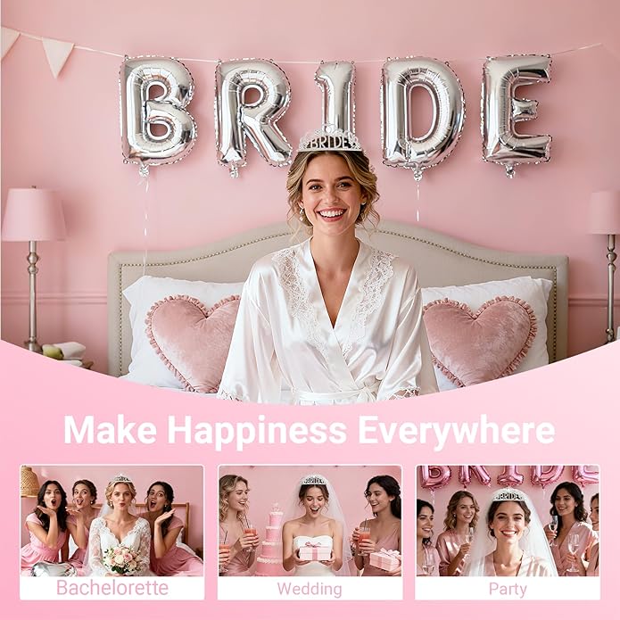 3Pcs Bride to Be Sash with Crown and Veil for Bachelorette Party Decorations，Bridal Shower Accessories for Gift, Favors