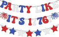 Red White Blue Glitter Party Like It's 1776 Banner USA American Stars Garland Banner for 4th of July Party Decorations Independence Day Home Yard Party Decorations Supplies