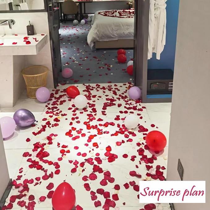 CODE FLORIST 2200 PCS Dark-Red Silk Rose Petals for Romantic Night,Wedding,Proposal Anniversary Flower Decorations