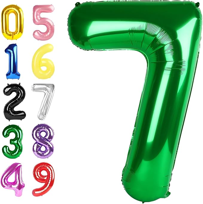 Number 7 Balloons Dark Green, 17th Birthday Decorations For boys And Girls, 40 Inch Big Balloons for 7, 17, 27, 70 Birthday, Wedding Anniversary, Christmas, New Year, Halloween Party Decoration