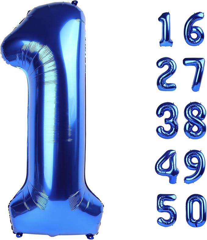 40 Inch Navy Blue Number 1 Balloon Jumbo 10 11 12 16 48 Foil Balloons for Milestone Decorations Birthdays, Corporate Events, Photo Booths Party Supplies