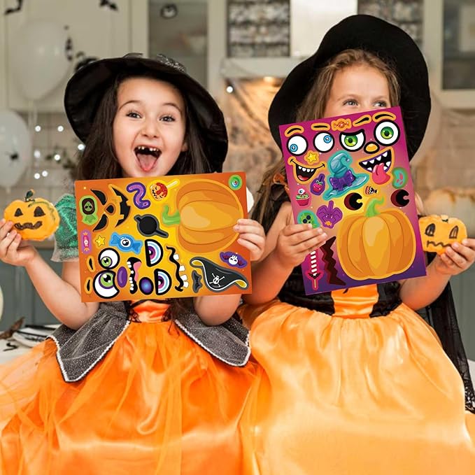 Halloween Stickers for Pumpkins 24 PCS Make-a-Face Stickers Halloween Pumpkin Craft Stickers, Make Your Own Halloween Stickers Halloween Party Favors Treats Party Games Goody Bag Filler