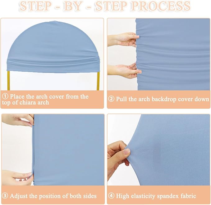 Set of 3 Wedding Arch Cover 6ft 6.6ft 7.2ft Dusty Blue Arch Cover Chiara Backdrop Cover Spandex Fitted Arch Stand Cover Balloon Arch Covers Stretchy Backdrop for Baby Shower Party Ceremony