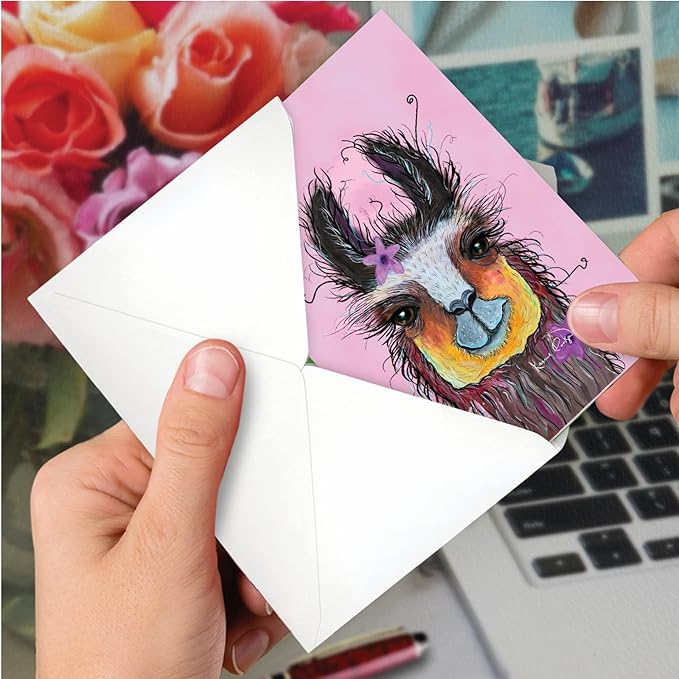 NobleWorks Birthday Greeting Card with 5 x 7 Inch Envelope (1 Card) Bday Wiry Wildlife - Llama C10324EBDG