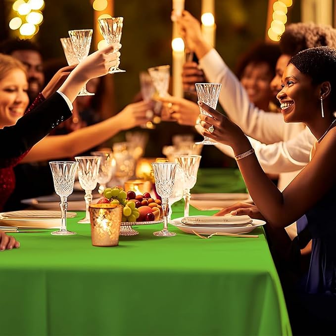 6 Pack Premium Disposable Plastic Tablecloth 54" x 108" Party Table Cloths Disposable for 6 to 8 Foot Tables Indoor or Outdoor Birthdays Weddings Christmas Anniversary Buffet Table (Green)