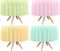 4 Pack Round Pastel Table Cloths for Parties,84 Inch Colorful Plastic Tablecloth,Disposable Table Cover for Birthday Wedding Baby Shower Party Decoration (Pink Yellow Green)