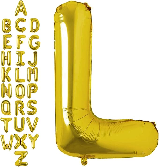 40 Inch Gold Letter L Balloons, DIY Phrase Foil Alphabet Letter L Balloons DIY Word L Banner for Birthday Anniversary Celebration Graduation Party Supplies Decoration