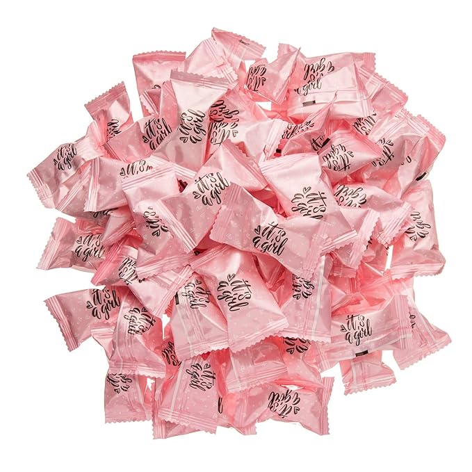 Candy Envy - It's A Girl Buttermints - 13 oz. Bag - 100 Individually Wrapped Candy Mints - Baby Shower Party Favors