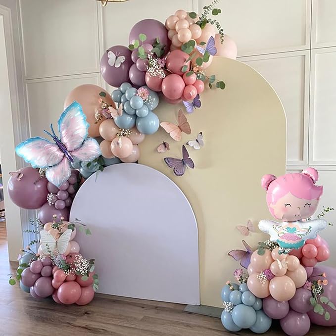Fairy Wonderland Birthday Party Decorations,138Pcs Fairy Butterfly Mushroom Balloon Arch Garland Kit Dusty Pink Purple Blue Green Balloons for Girls Fairytale Spring Garden Tea Party Bride Baby Shower