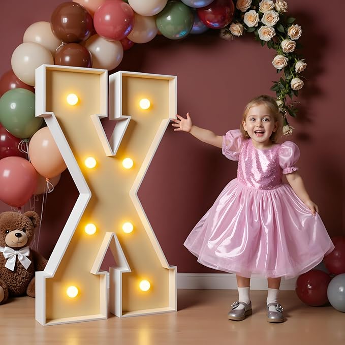 imprsv 3FT Block Marquee Letters Light Up Letters for Birthday Baby Shower Party Backdrop Decor, Large Light Up X for Wedding Decorations Engagement Party Decorations