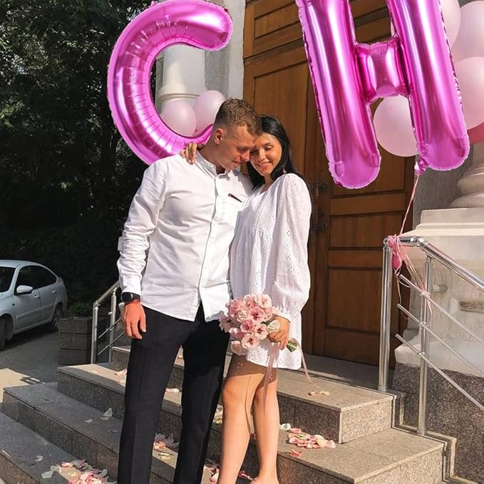TONIFUL 40 Inch Large Rose Red Letter C Balloons - Giant Hot Pink Alphabet Letter Balloons for Birthday Party Anniversary Supplies Decorations