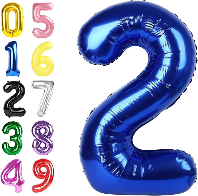 40 Inch 2 Balloon Number, Navy Blue Number Balloons for Birthday Party Decoration, Foil Number Ballon for 2, 12, 20, 22, 2026 Celebration, Graduation, Birthday, Baby Shower, Anniversary Decor