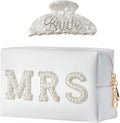 Bride to Be Gift Set, Bridal Shower Gift for Her, Bride Hair Claw Bride Hair Clip, Bride Makeup Bag, MRS Cosmetic Bag, Wedding Gifts Bachelorette Gifts for Bride