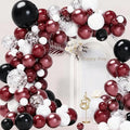 Graduation Party Decorations Maroon White 2026/Graduation Decorations Burgundy Black White Balloon Arch Kit/Burgundy Black Silver Confetti Balloons 134pcs/Maroon Birthday Wedding Party Decor