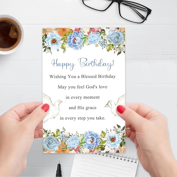 Religious Birthday Card for Women Men, Christian Birthday Card for Pastor with Envelope