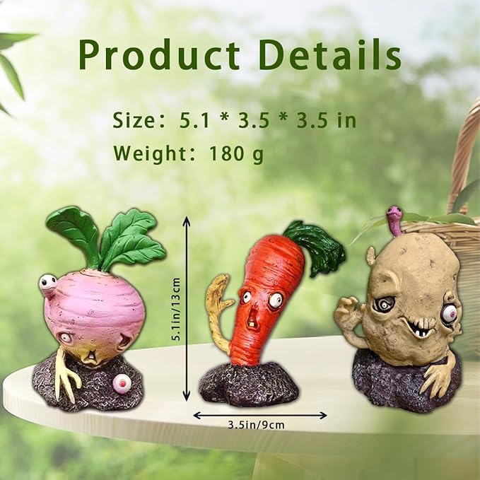 Halloween Vegetable Zombie Statue,Realistic Carrot Potato zombie Garden sculpture,Halloween Garden Decor,Outdoor Decorations for Patio Yard Walking Dead Zombie Gnome Graveyard Décor (Potato（A）)