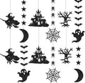 Halloween Black Creepy Vintage Party Decorations - 12Pcs Hanging Streamers Garland,Bat Witch Spider Swirl Ceiling Outdoor Indoor Wall Decor Party Props,Porch Room Scary Supplies Hugtmr