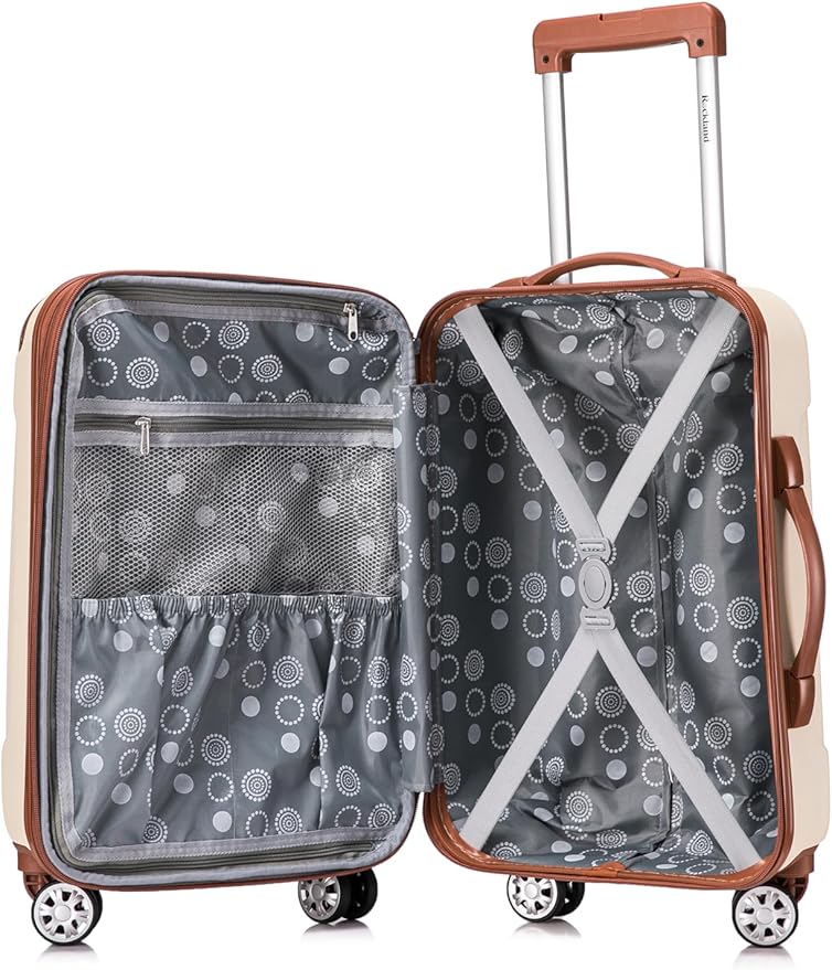 Rockland London Hardside 2 Piece Spinner Wheel Luggage Set, Carry-On 20" and Tote 14", White