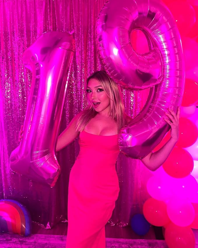 Hot Pink 9 Balloon, Number Balloons 40 Inch, 9th Giant Birthday Decorations for Girls, 19th 29th Party Decorations Supplies, Number 9 Balloon