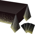 Gexolenu 4 Pack Black and Gold Plastic Tablecloth for Rectangle Tables(54" x 108"), Party Table Cover for Birthday, Table Cloths for Graduation, Retirement Party Decoration, Class of 2026