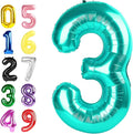 Number 3 Balloon, 40 Inch 3 Balloon for Birthday Party Decoration, Blue-Green Number 3 Ballon for 3, 13, 23, 30 Celebration, Boy and Girl Birthday, Wedding, Anniversary Decor