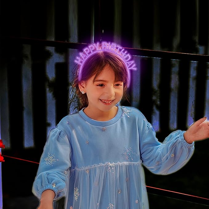 ZIRICHER 6PCS Birthday Girls Headbands, Luminous Crowns For Women Glow In The Dark Girls Headbands Kids Party (6 Colors Per Pack)