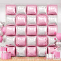 Pearl Pink and Silver Double Sided Square Foil Balloons Wall,19 Inches Pink Metallic Foil Balloons Tunnel Arch Kit for Girls Bachelorette,Wedding,Anniversary,Birthday,Valentines Day Decoration