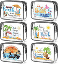 Clear Makeup Bags Gifts - 6 pcs Beach Cosmetic Bags Gifts for Women Teacher Dancer Nurse Friends Summer Beach Vacation Essentials Waterproof Travel Toiletry Organizer Foldable Zipper Pouches